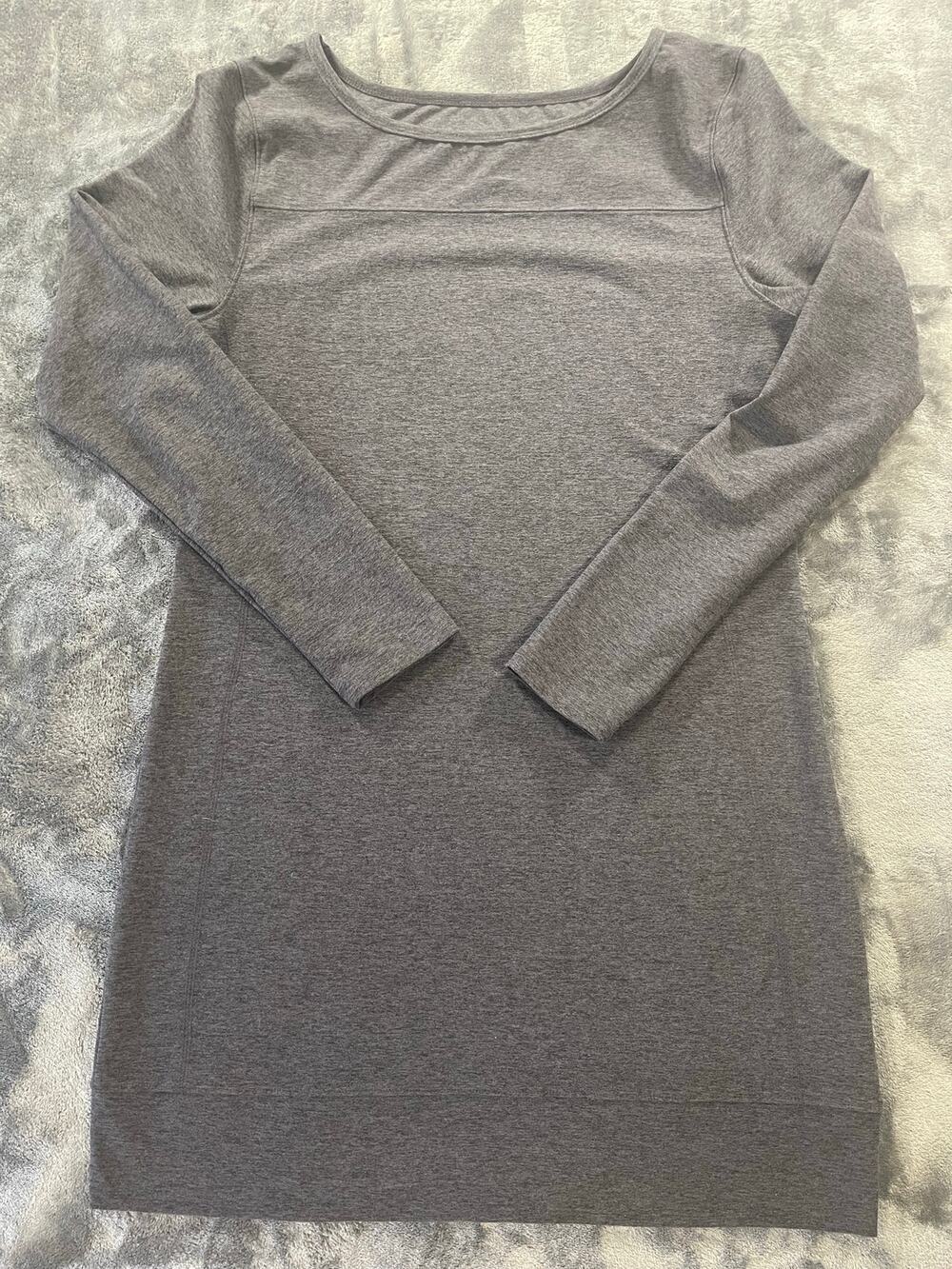 Tunic Dress Carve Designs Womens Medium Solid Boatneck Gray Long Sleeves